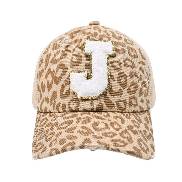 New Leopard 26 Letter Baseball Cap Sports Permeable Mesh Cap