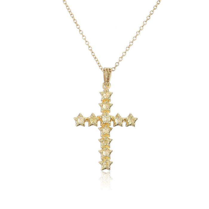 New Personalized Five Pointed Star Cross Pendant Necklace