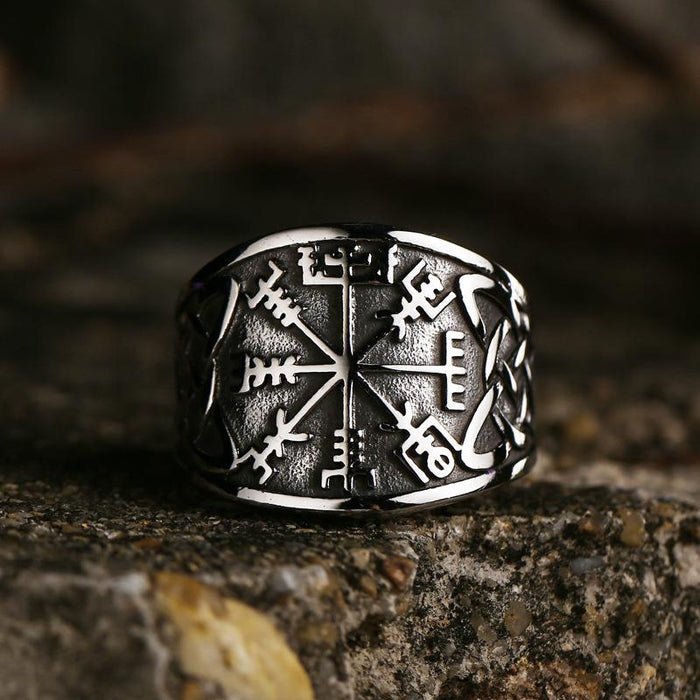 New Vintage Viking Rune Stainless Steel Ring Men's Trend Titanium Steel Ring Jewelry