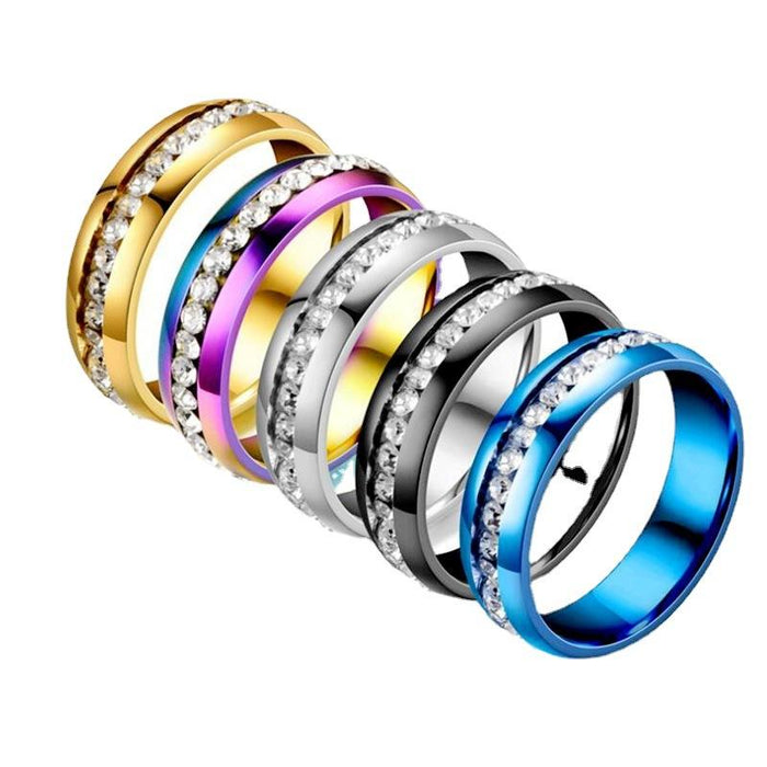 Titanium Steel Single Row Diamond Ring