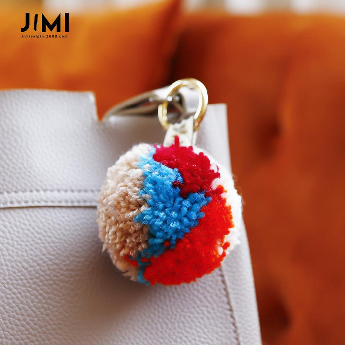 Hand Braided Boho coloured Pom Pom Keychain