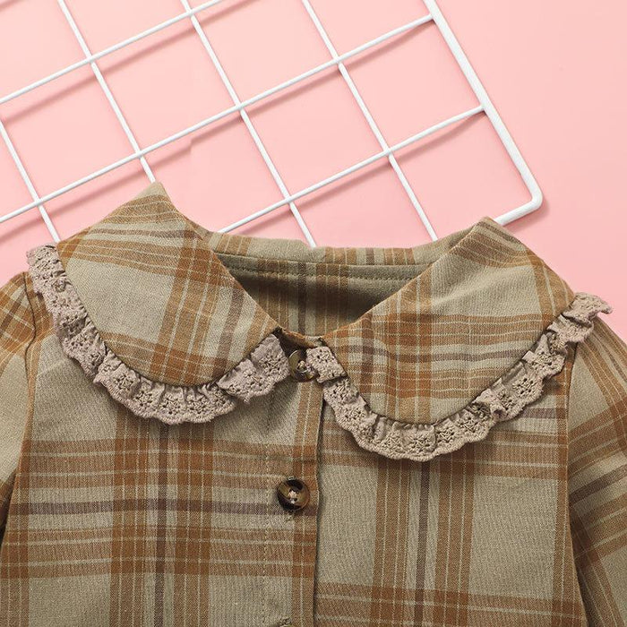 Baby Cute Plaid Khaki Romper