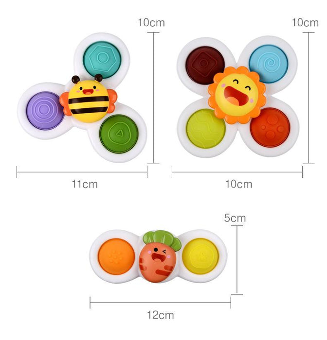 3 Piece Boy Kids Bath Suction Cup Spinning Toys