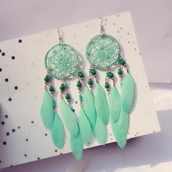 National Style Hand for Dream Catching Feather Earrings