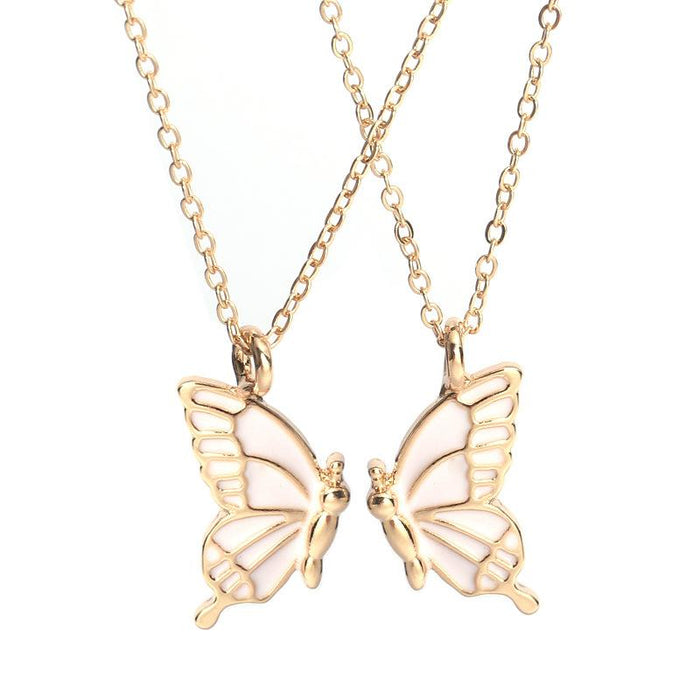 Colorful Butterfly Good Friend Magnet Set Necklace