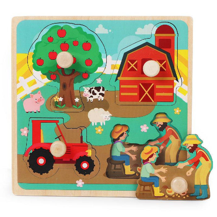 Wooden Children's Wooden Nail Hand Grab Board Jigsaw Puzzle Toy