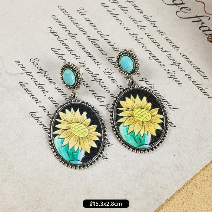 Multi-style Retro Earrings National Style Contrast Colorful Earrings