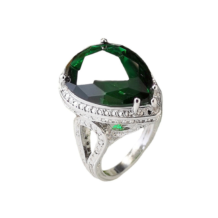 New Fashion Exaggerated Emerald Zircon Ring