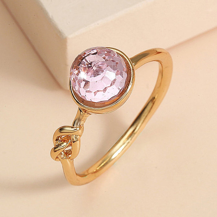 Fashion Creative Knotting Hemispherical Crystal Ring