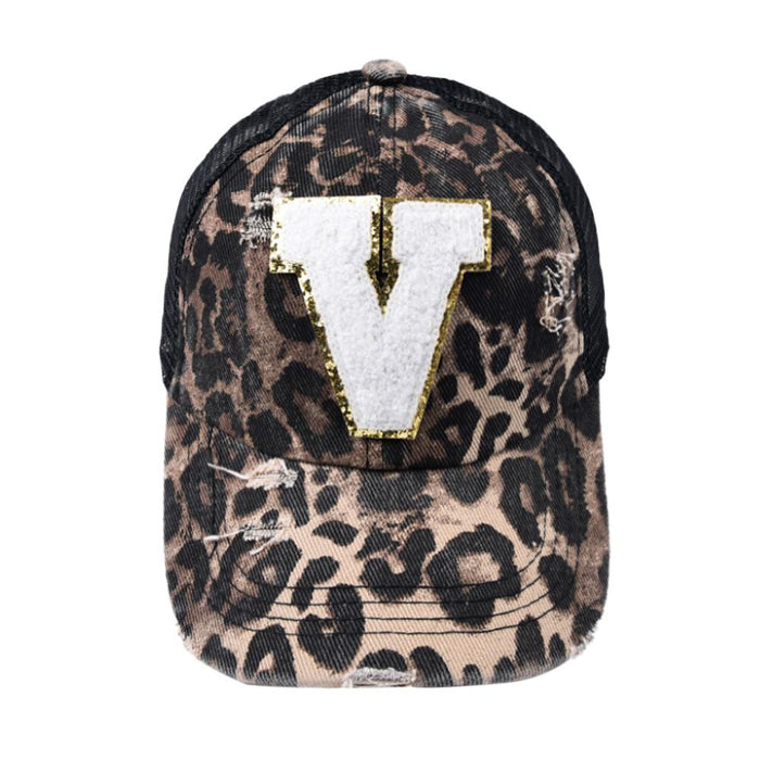 26 Letters Leopard Print Baseball Cap