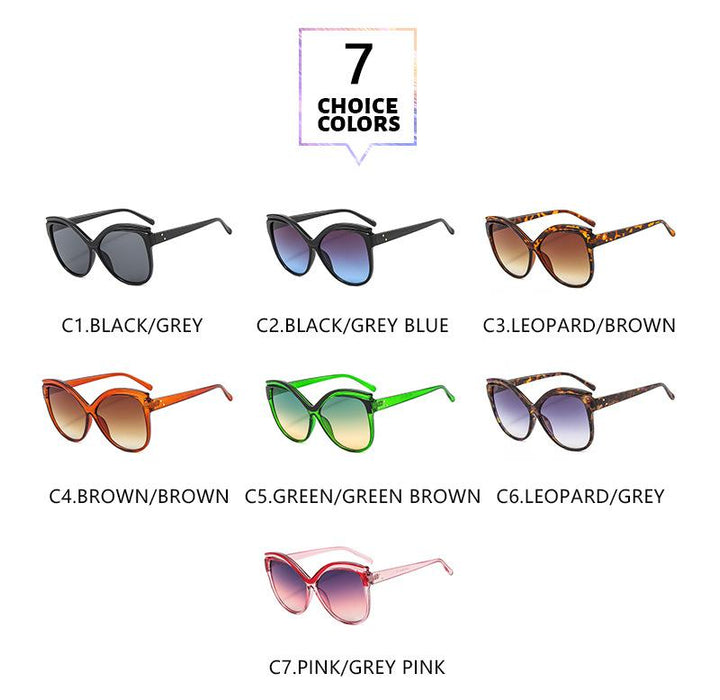 Large butterfly frame cat's eye women's colour Sunglasses