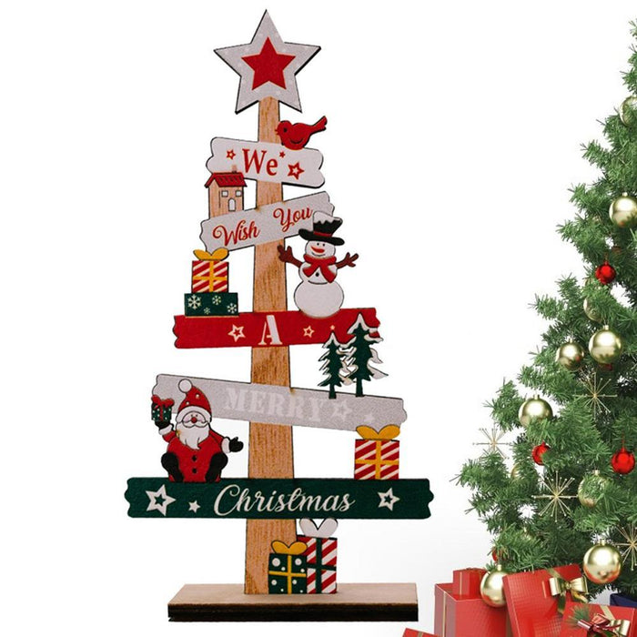 Wooden Desktop Christmas Tree Santa Claus DIY Decoration