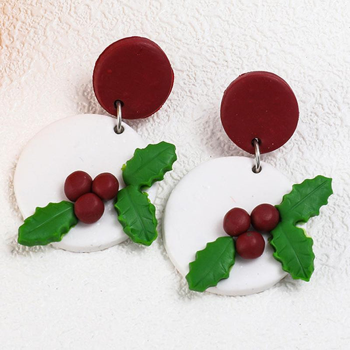 Mistletoe Carved Three-dimensional Wreath Simple Earrings Earrings