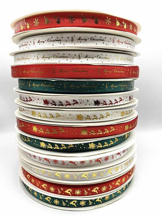 5yards 10mm 15mm 25mm Christmas Ribbon Printed