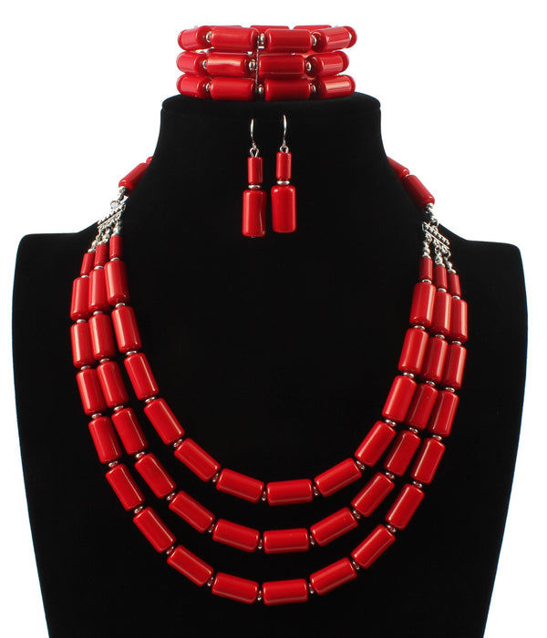 Women's Jewelry BEADED Three Piece Multi-layer Necklace Set