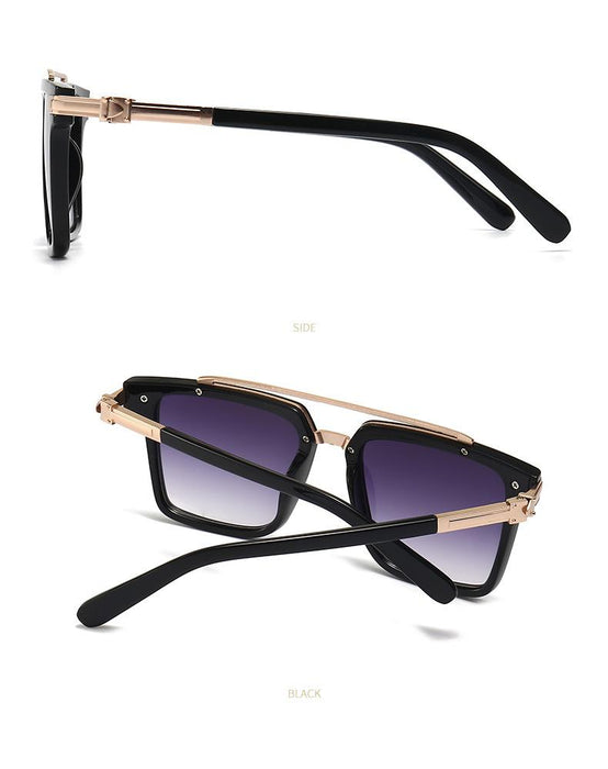 Men's and women's large frame square double beam Sunglasses