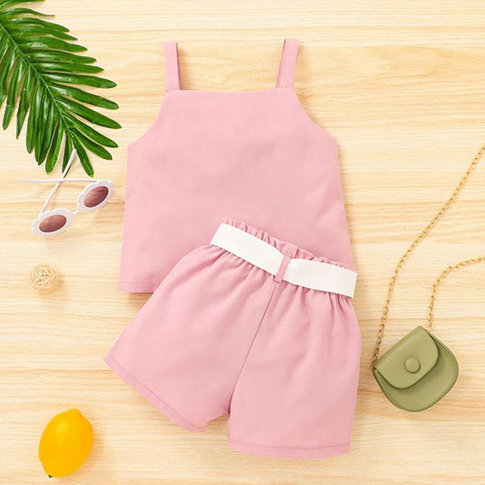 Summer Sweet Baby Suspender Shorts Suit