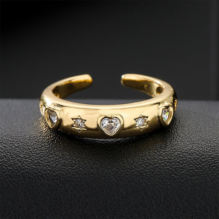 Trendy Heart Zircon Geometric Open Ring