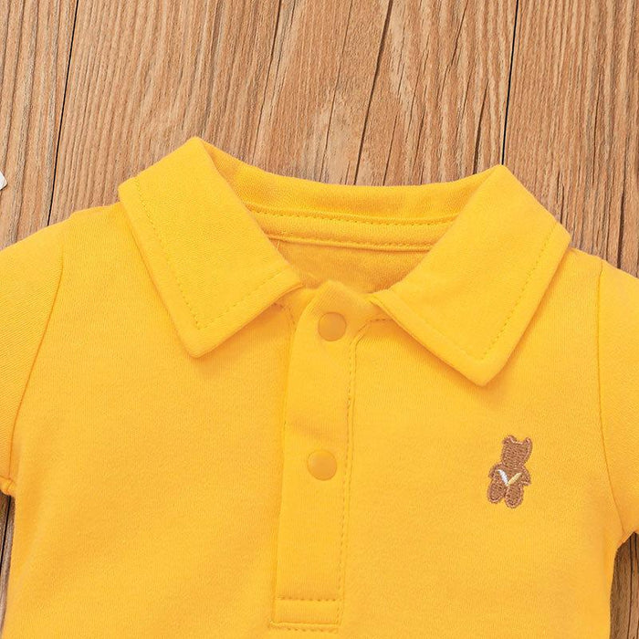 Baby Solid Color Gentleman Romper Infant Cute Bodysuit