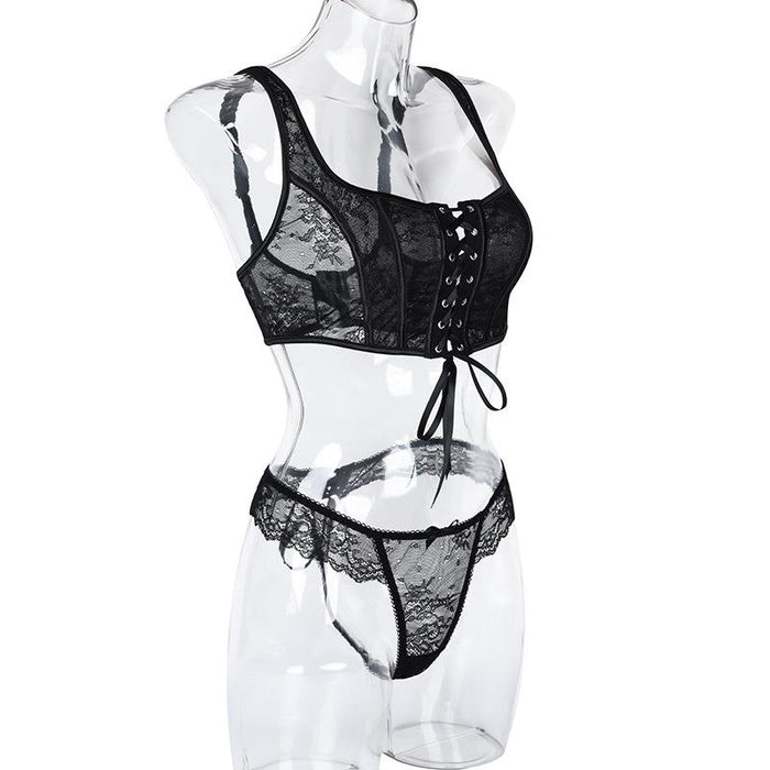 Fashion Lace Sexy Suspender Lingerie Split Underwear Set