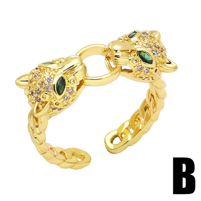 Light Luxury Fashion Leopard Head Opening Adjustable Ring