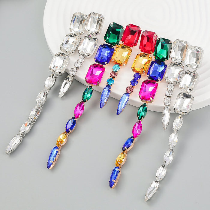 Women's Fashion Pendant Multicolour Rhinestone Earrings