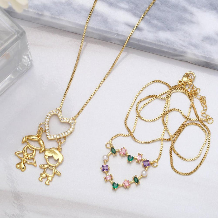 Fashion Color Zircon Love Necklace