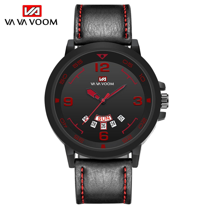 Fashion Men's Dual Calendar Week Waterproof Sports Belt Watch