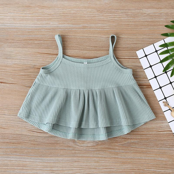 Suspender top printed fashion triangle shorts two-piece set