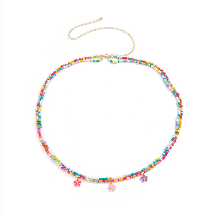 colourful Beaded Waist Chain Geometric Stretch Body Chain