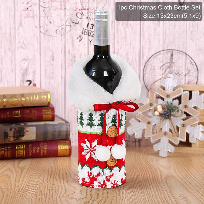 Christmas Decorations For Home Santa Claus Wine Bottle Cover