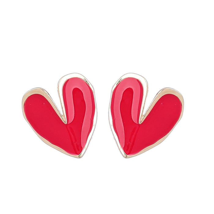 Fashion Simple Love Shaped Alloy Oil Dripping Earrings