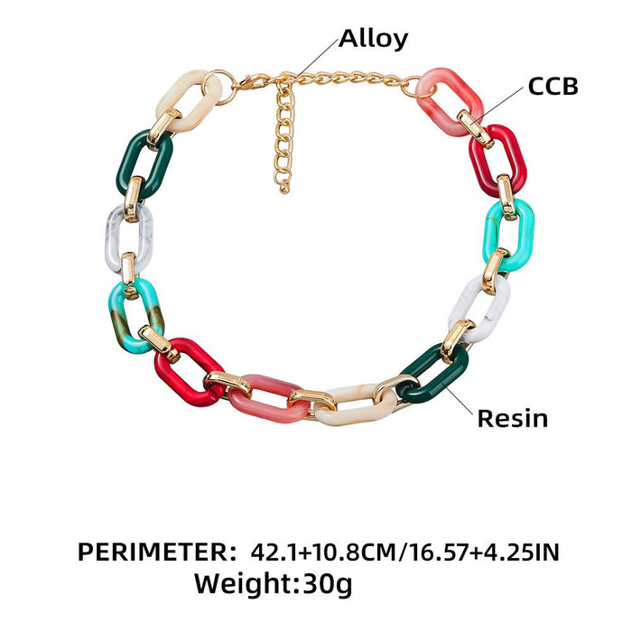 Women's Fashion Boho Chain Multicolour Resin Necklace