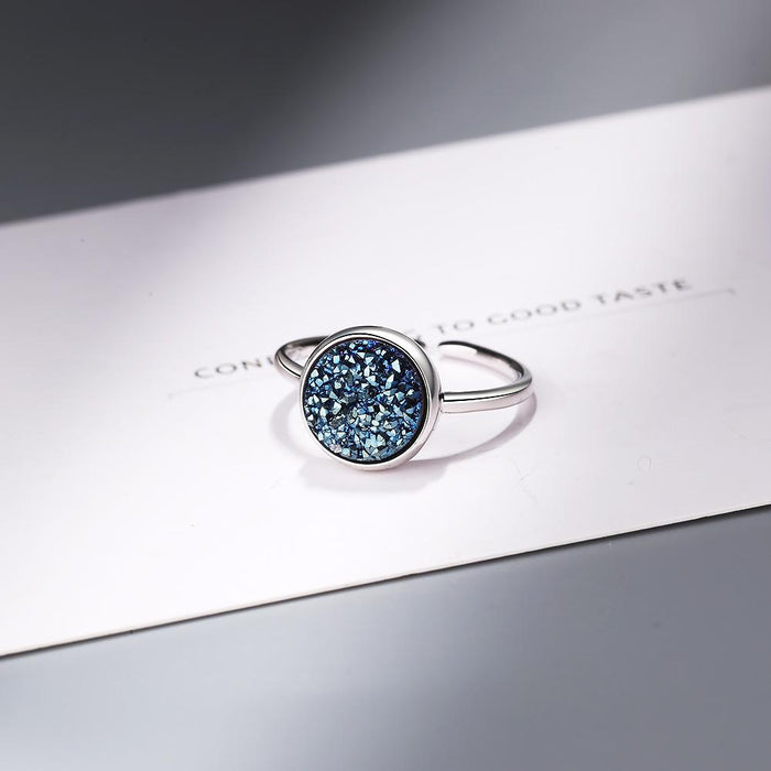 New Round Blue Temperament Geometric Opening Ring