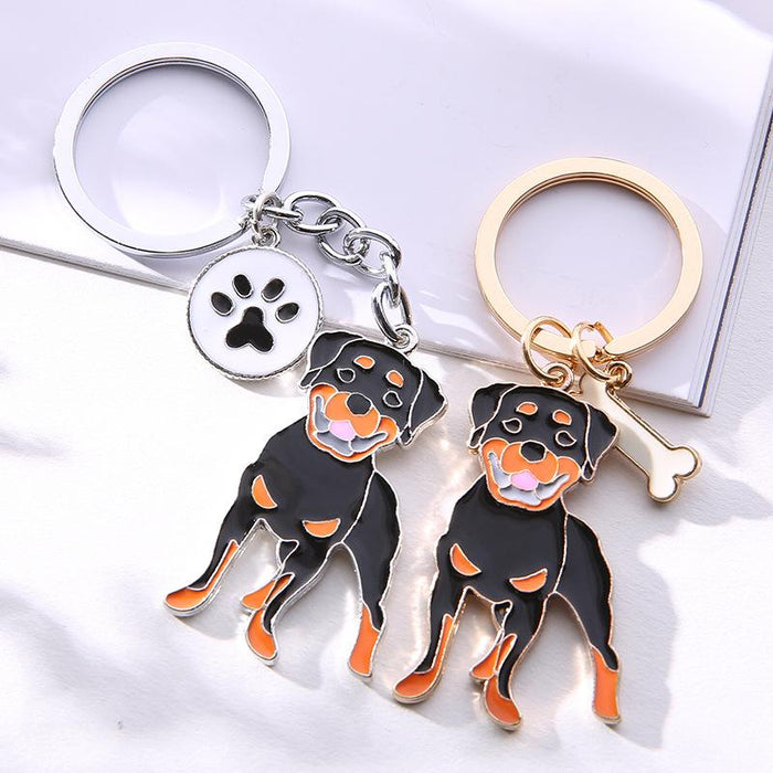 Multicolour Pet Dog Painted Zinc Alloy Keychain