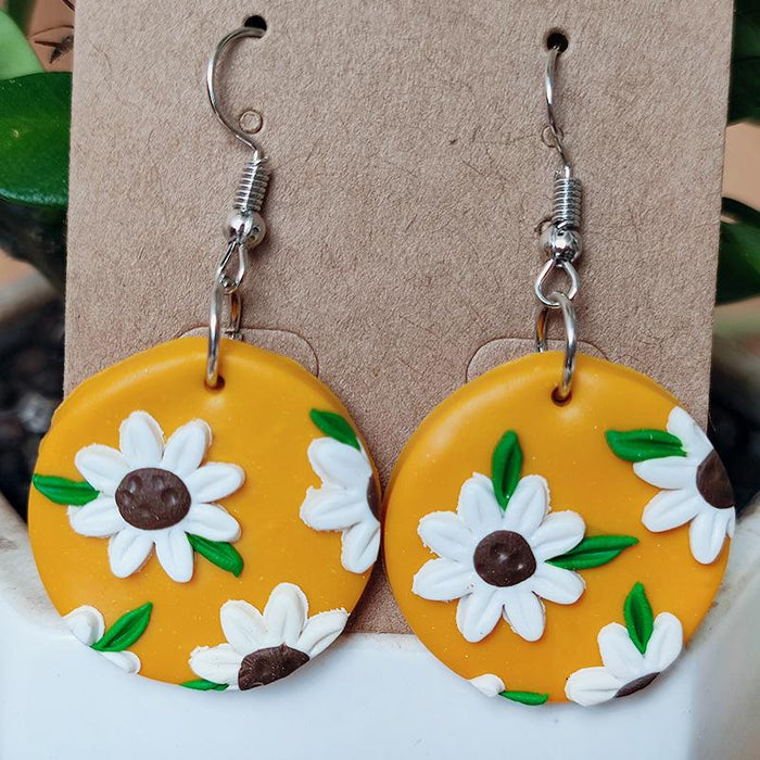 Holiday Wind Sunflower Sunflower Soft Pottery Earrings Ear Hook