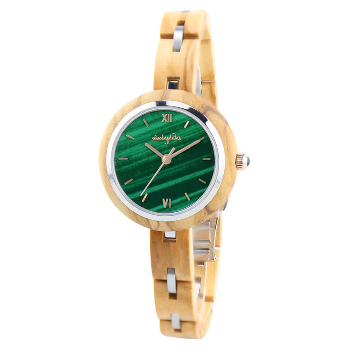 2022 New Classic Noble Green Quartz Wooden Watch