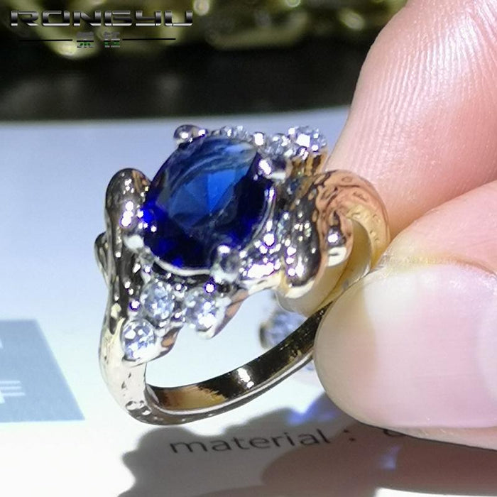 New Fashion Sapphire Vintage Two Tone Ring