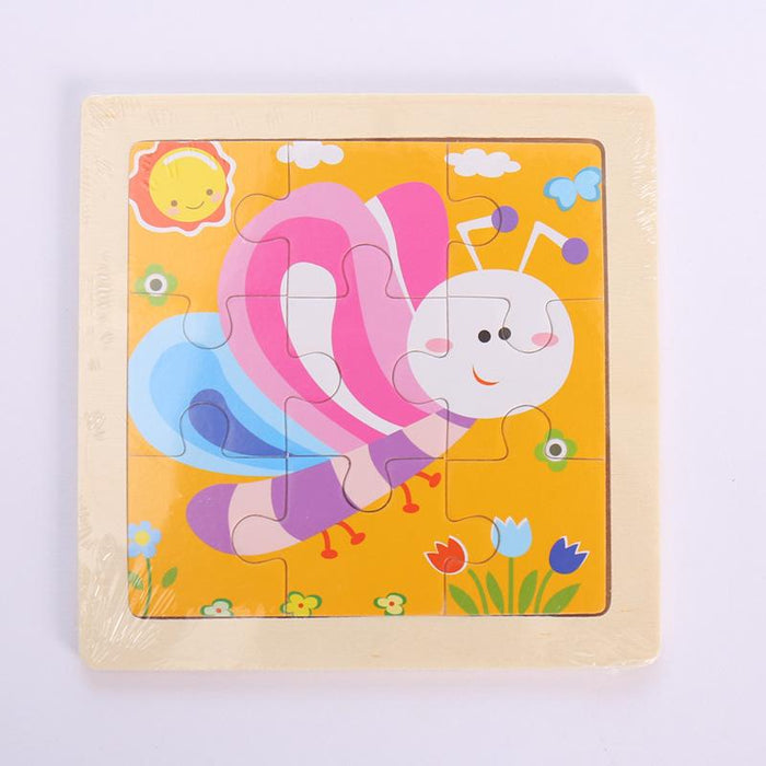 Wooden Children Cartoon Early Education Puzzle Toy