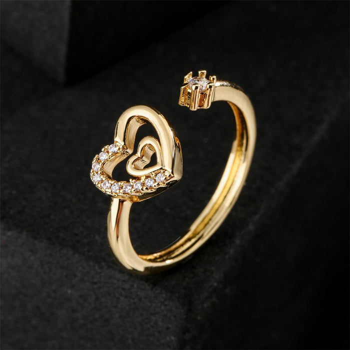 Small Fresh Style Simple Design Ring Zircon Open Ring