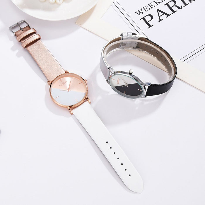 Ladies Two-color Simple Watch Versatile Personality Quartz Watch