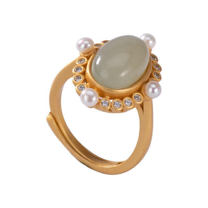 Temperament Imitation Agate Pearl Opening Ring