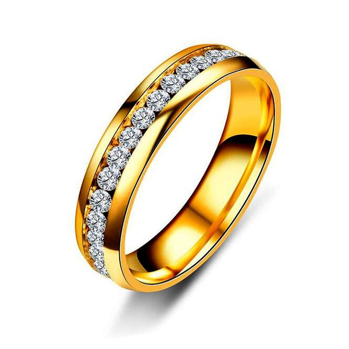 Titanium Steel Single Row Diamond Ring