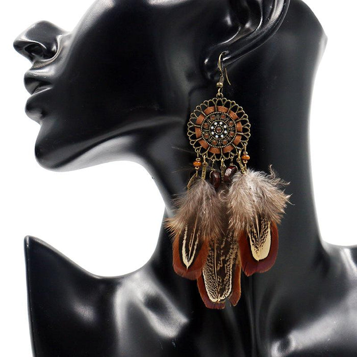 Women's Creative Popular Feather Alloy Earrings Jewelry