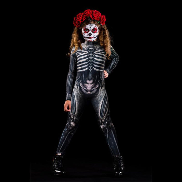 Women's Printed Halloween Horror Human Skeleton Uniform Skinny Pants