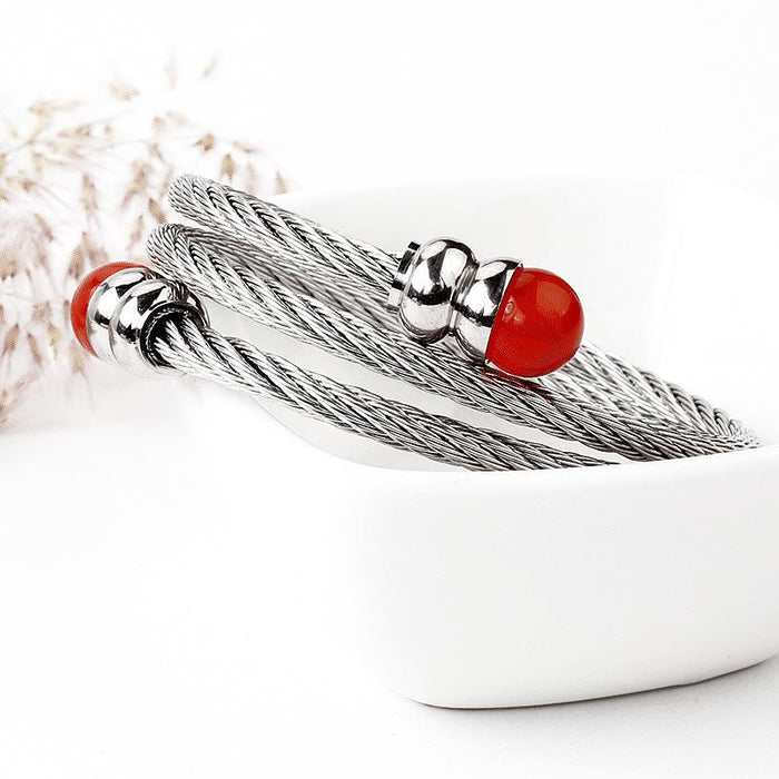 New Fashion Simple Stainless Steel Elastic Twisted Bracelet Bangle