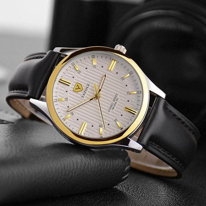 Yazole Watch Business Men's Watch Unique Luminous Leisure Leather Watches Fashion Quartz Watch