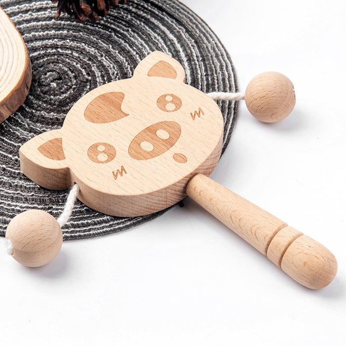 Children's Wooden Cartoon Rattle Rattle Toys