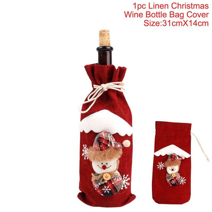 Christmas Decorations For Home Santa Claus Wine Bottle Cover