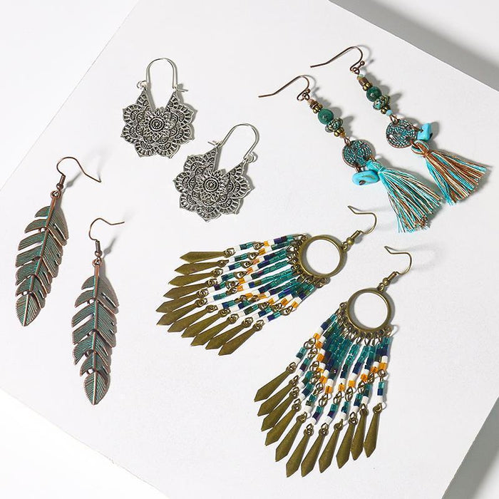 Ethnic Vintage Boho Beads Tassel Earrings